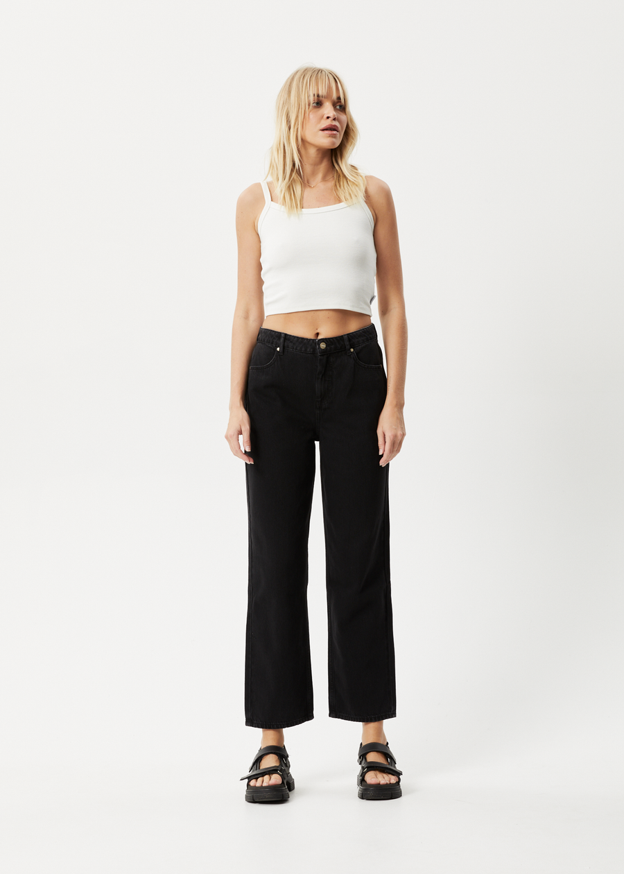 Afends shelby high waist wide leg jeans black hotsell