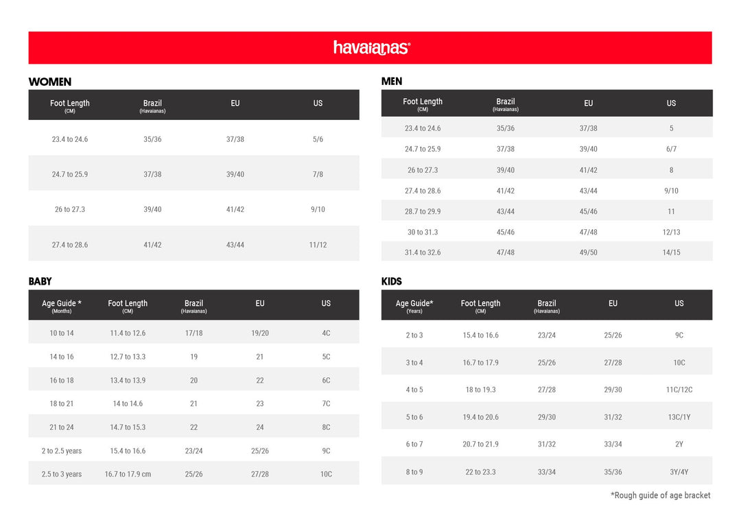 Havaianas 39 Size Chart Slim Frame Flip Flops – Havaianas New Zealand
